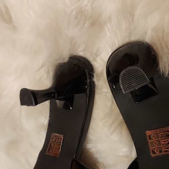 Black Patent Leather Kitten Heel Mules - Picture 6 of 6